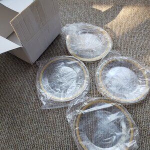 NEW! Arte Italica Vittorio Gold Salad Plates Set of 4 Gold Glass